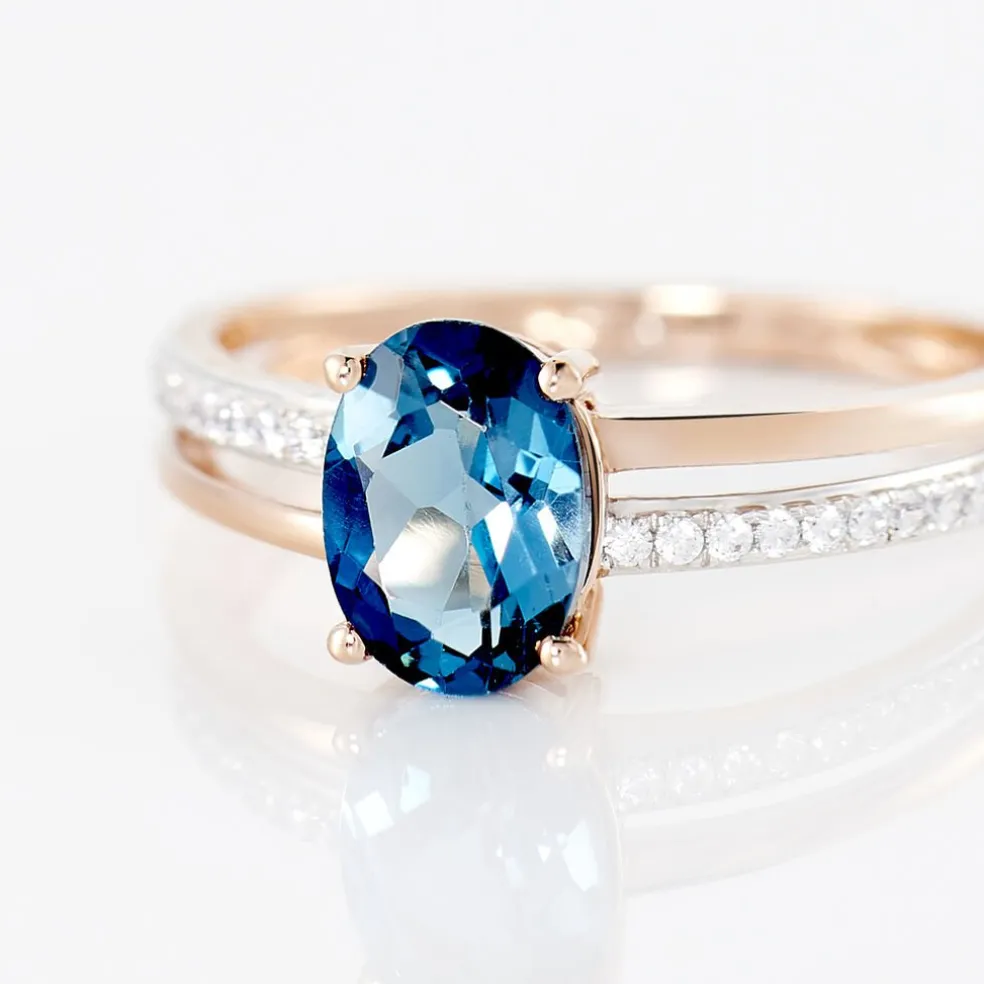 Bague Sarika Or Rose Topaze Et Oxyde De Zirconium