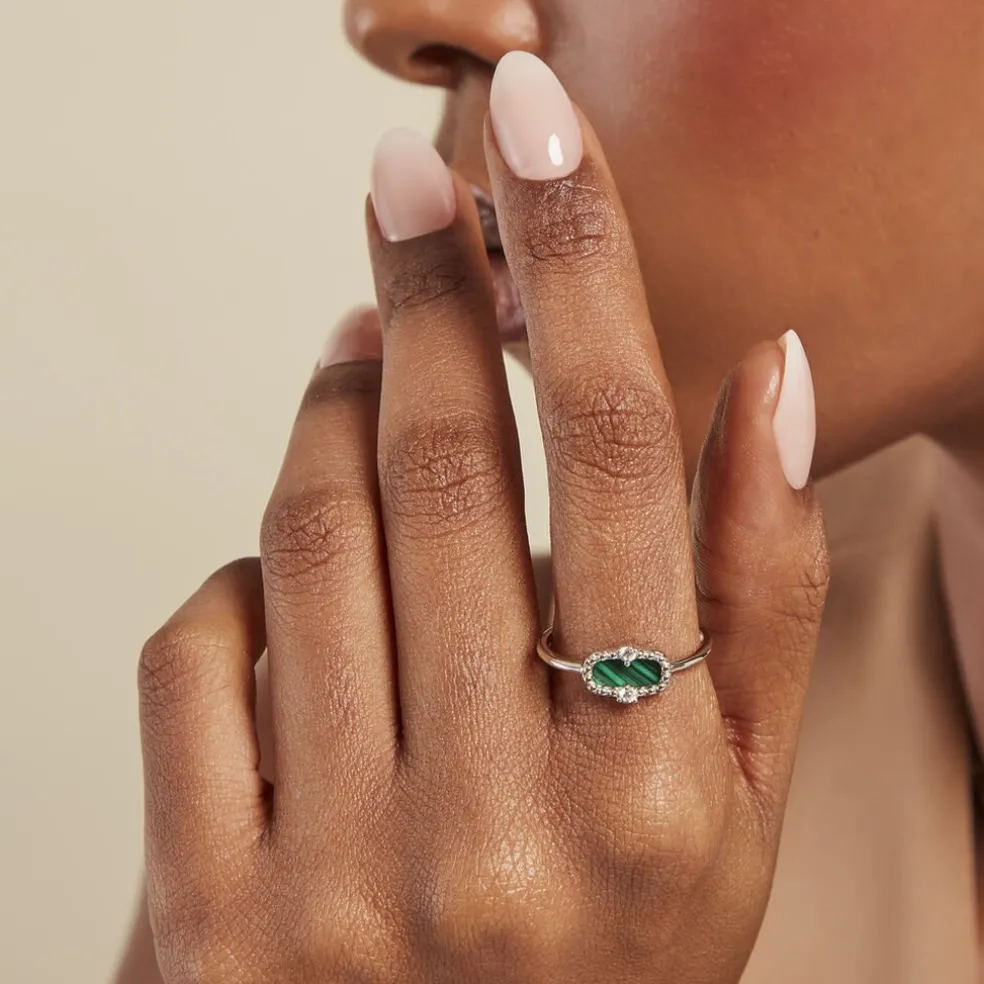 Bague Serafine Argent Blanc Malachite Oxyde De Zirconium