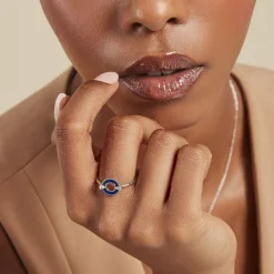Bague Serafine Argent Blanc Lapis Lazuli Oxyde De Zirconium