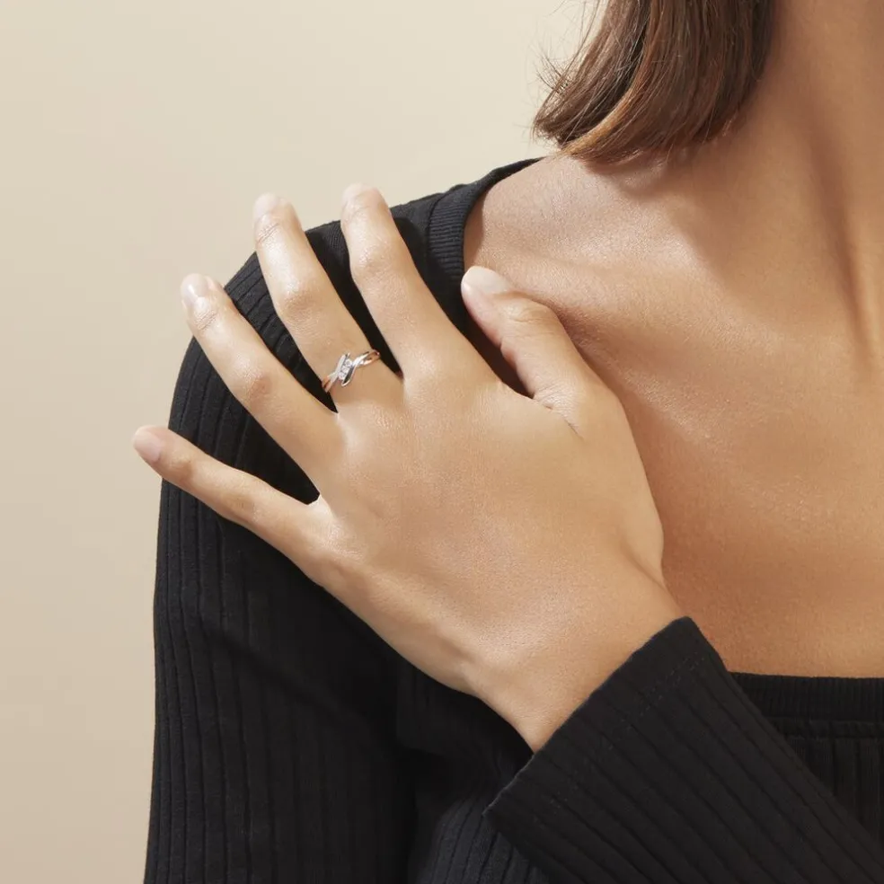 Bague Sharron Or Bicolore Diamant Blanc