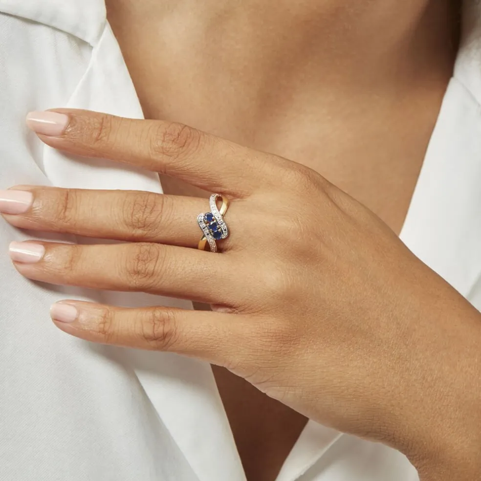 Bague Simma Or Jaune Saphir Et Diamant