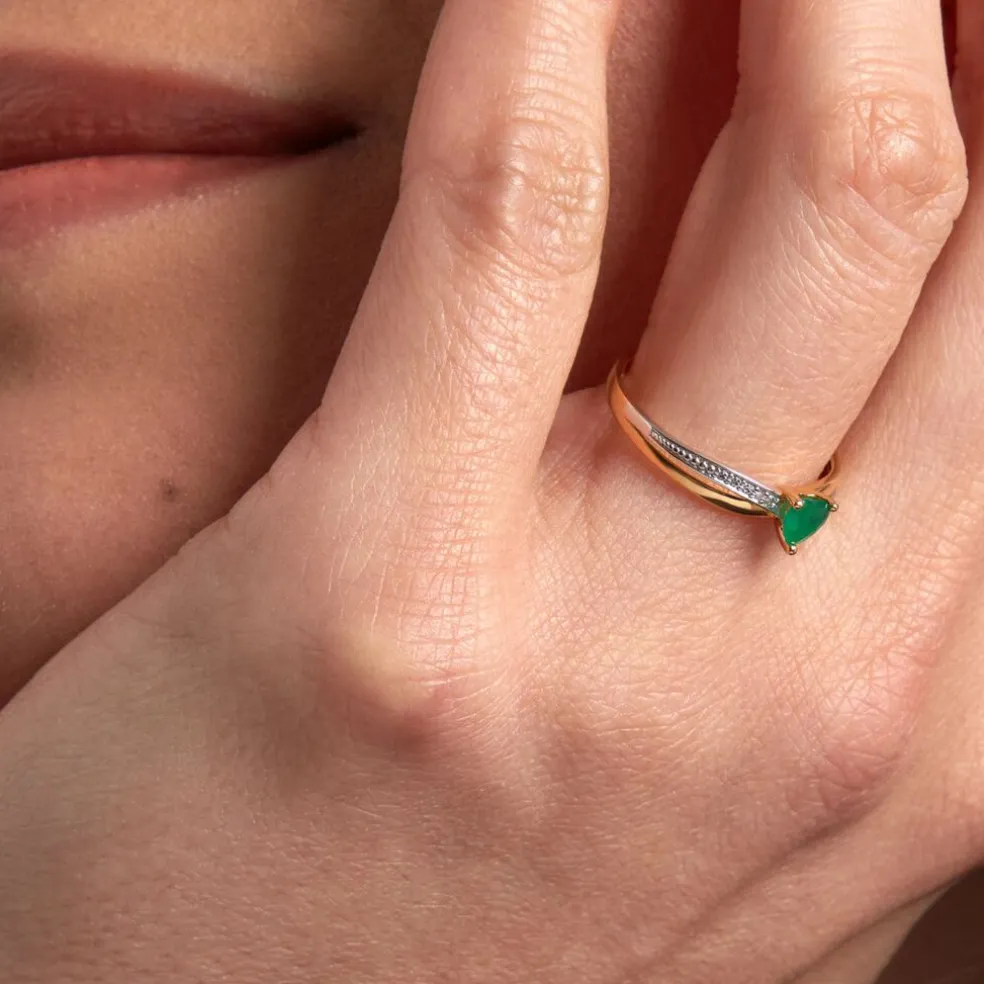 Bague Skylar Or Bicolore Emeraude Diamant