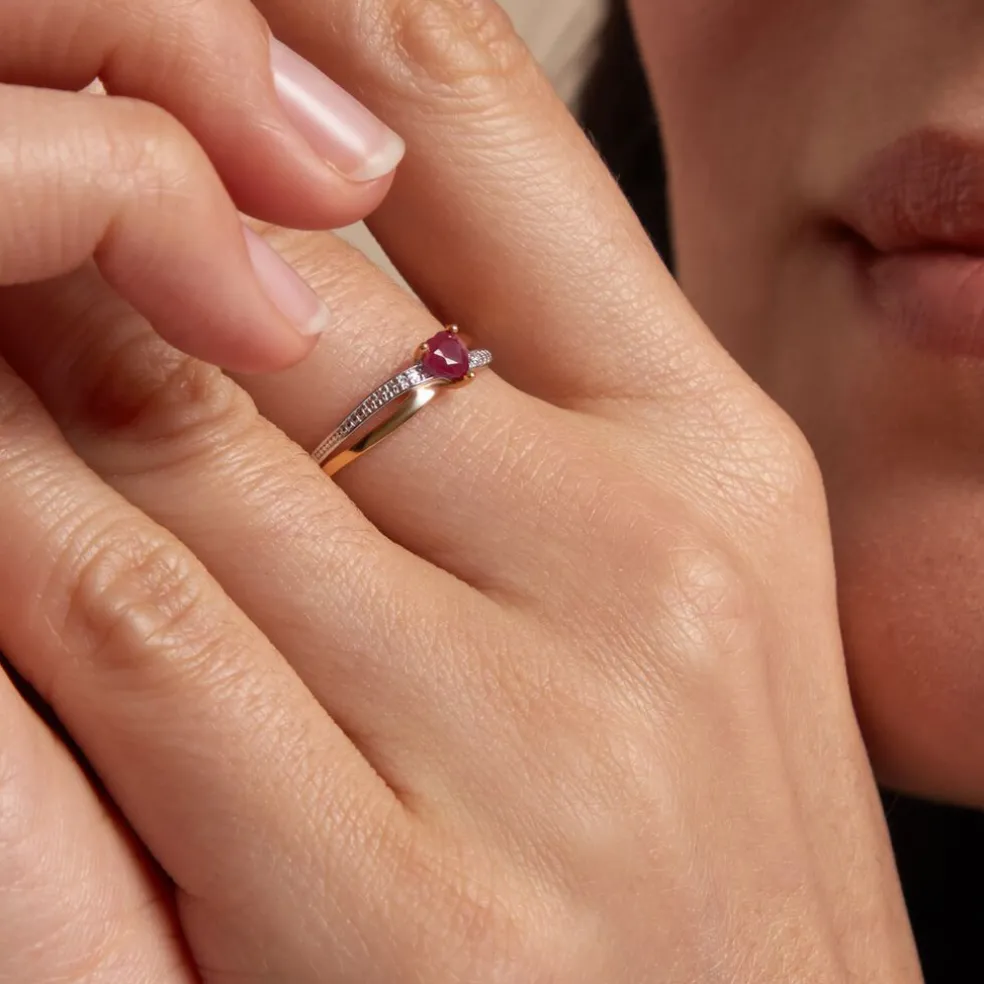 Bague Skylar Or Bicolore Rubis Diamant