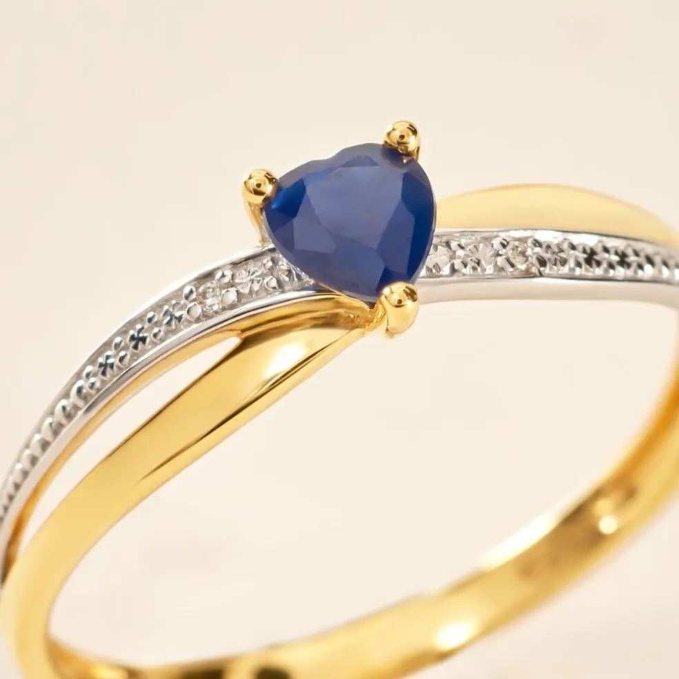 Bague Skylar Or Bicolore Saphir Diamant