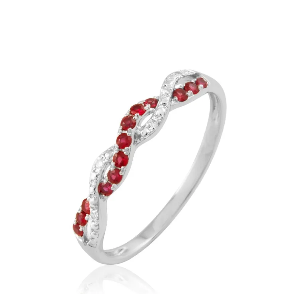Bague Sofia Or Blanc Rubis Et Diamant