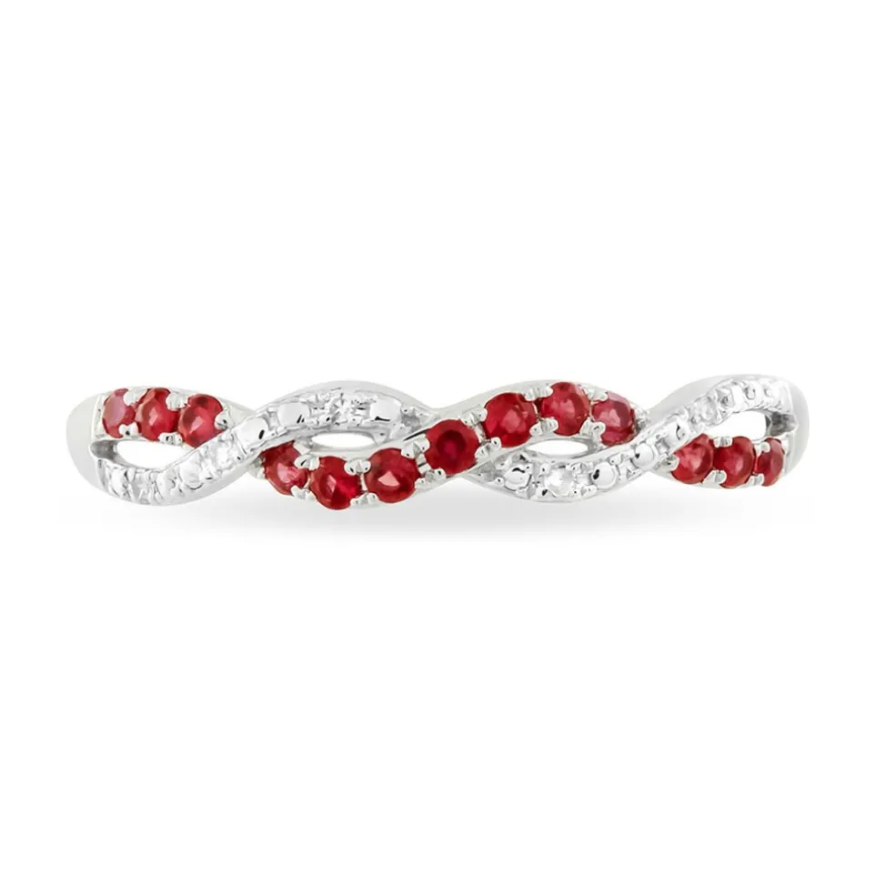 Bague Sofia Or Blanc Rubis Et Diamant