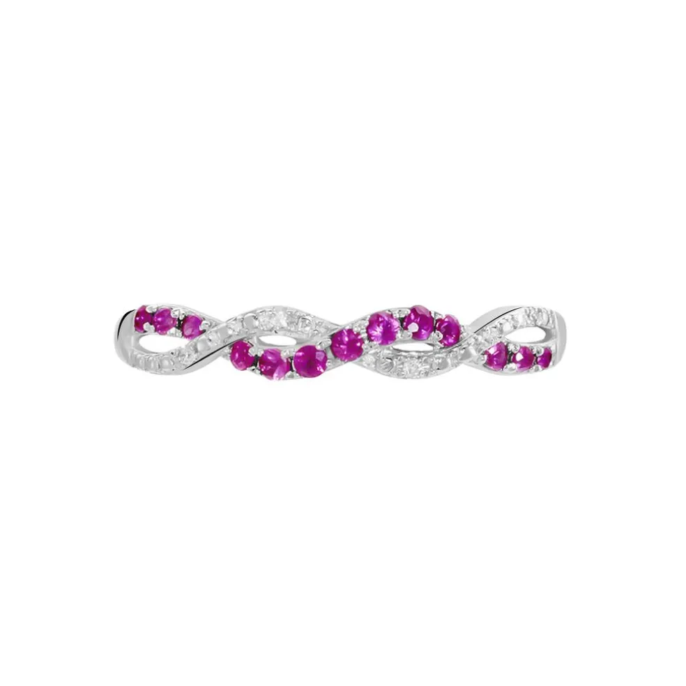 Bague Sofia Or Blanc Rubis Et Diamant