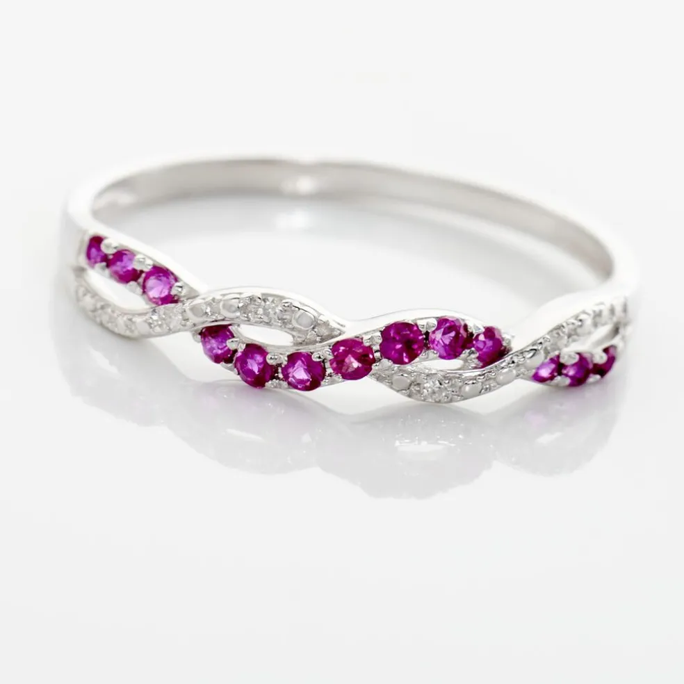 Bague Sofia Or Blanc Rubis Et Diamant