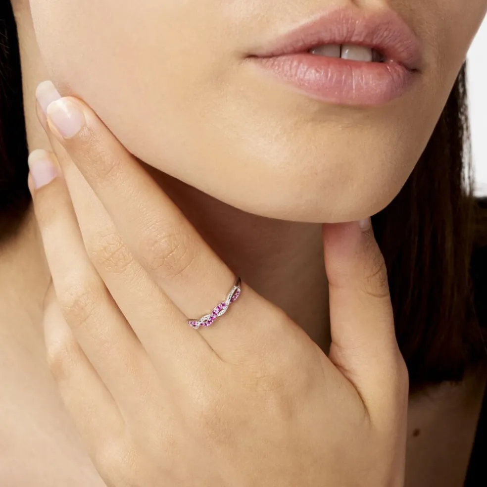 Bague Sofia Or Blanc Rubis Et Diamant