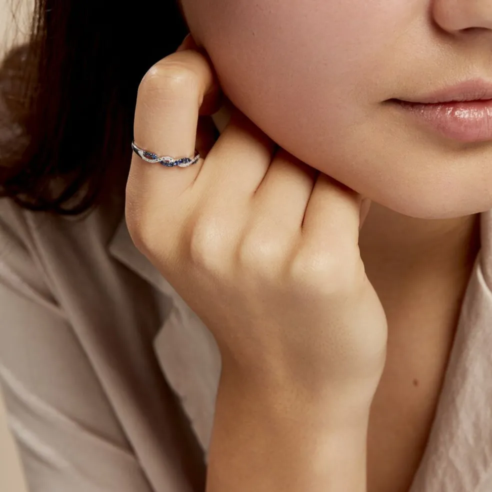 Bague Sofia Or Blanc Saphir Et Diamant