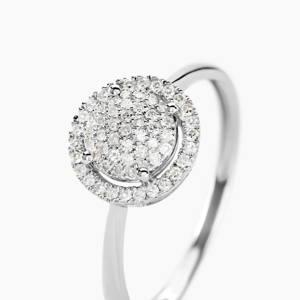 Bague Soleil D'hiver Or Blanc Diamant Divers