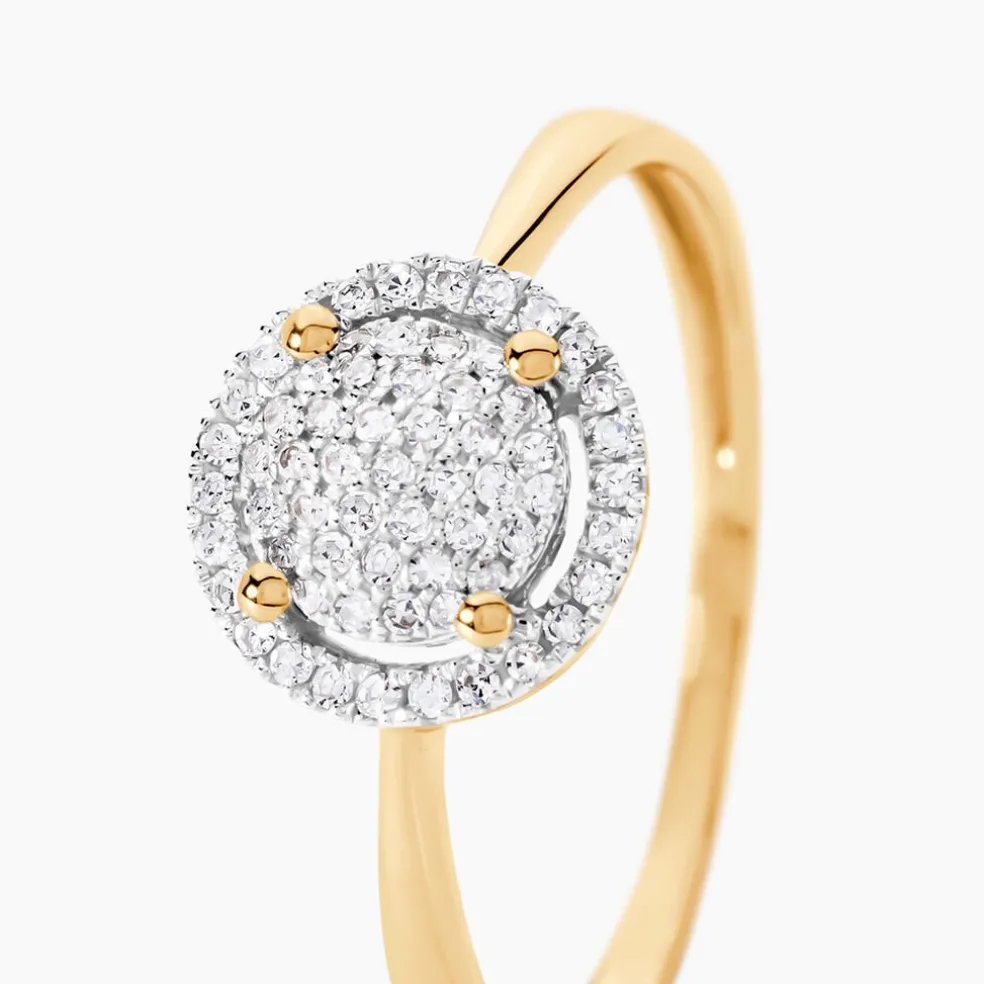 Bague Soleil D'hiver Or Jaune Diamant