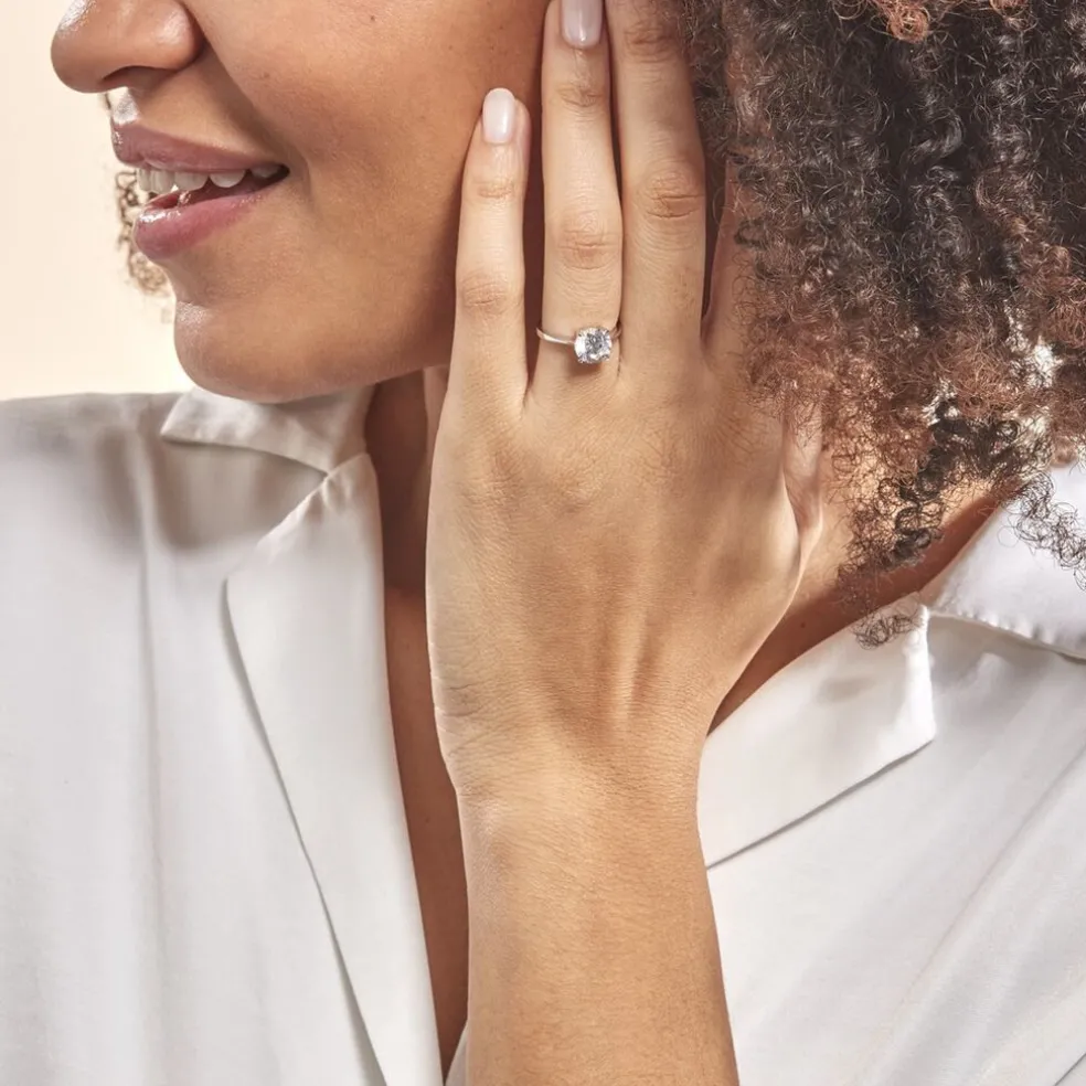 Bague Solitaire Abriel Or Blanc Oxyde De Zirconium
