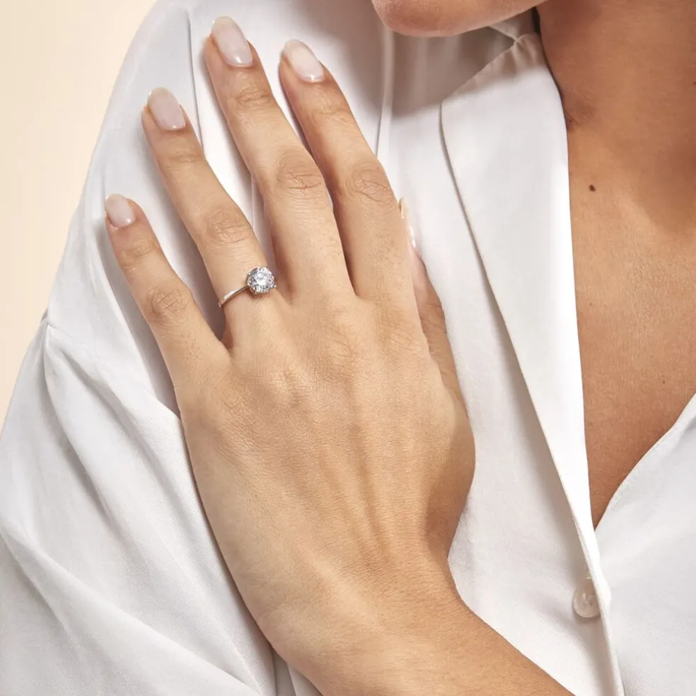 Bague Solitaire Abriel Or Blanc Oxyde De Zirconium