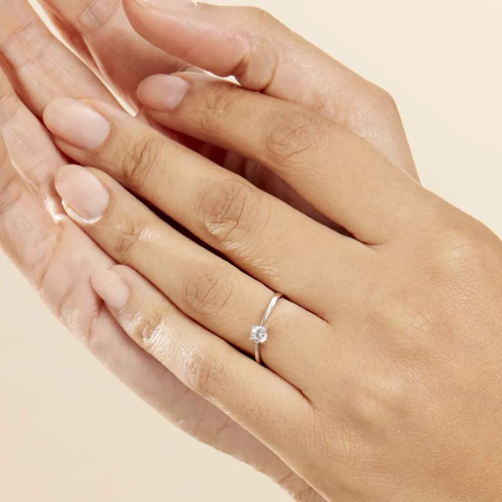 Bague Solitaire Abriel Or Blanc Oxyde De Zirconium