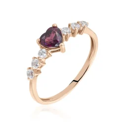 Bague Solitaire Accompagné Or Rose Samanta Rhodolite