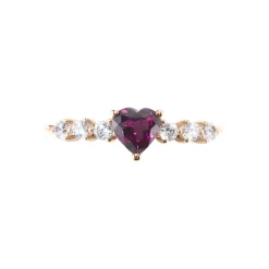 Bague Solitaire Accompagné Or Rose Samanta Rhodolite