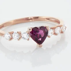 Bague Solitaire Accompagné Or Rose Samanta Rhodolite