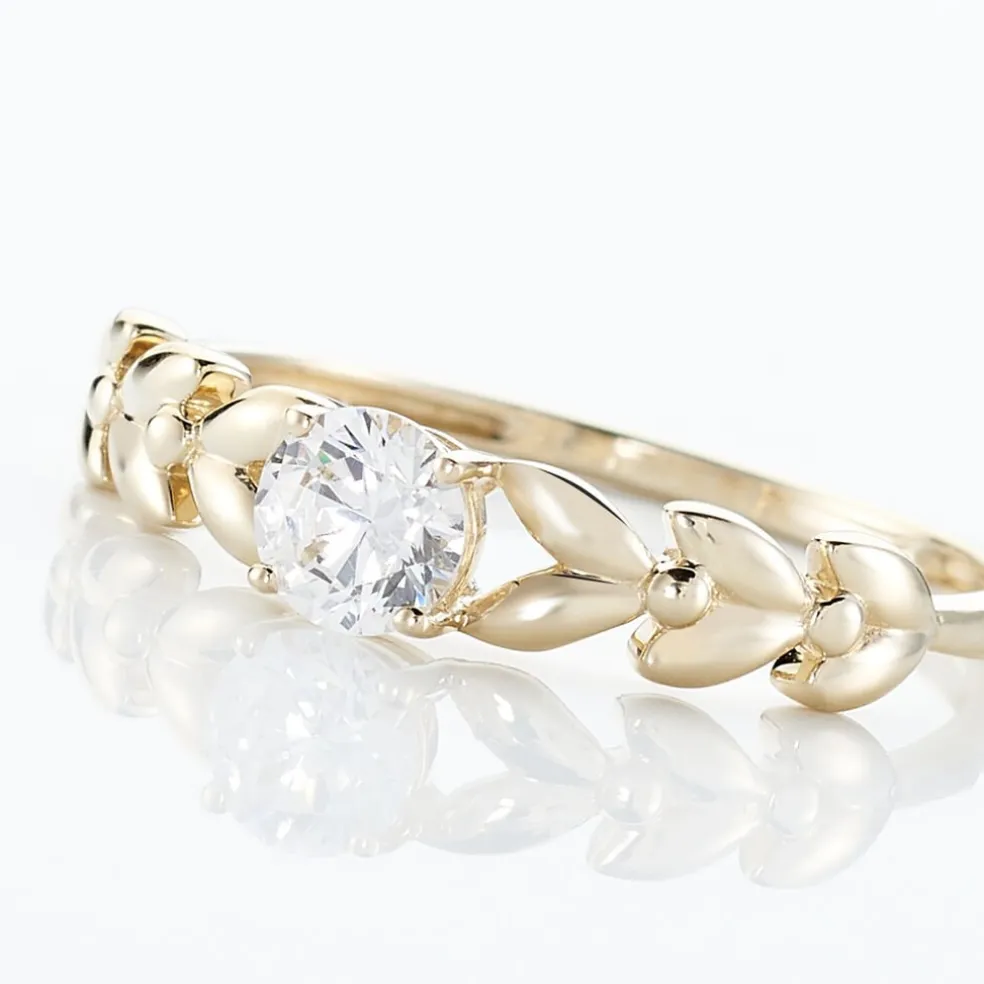 Bague Solitaire Alexine Or Jaune Oxyde De Zirconium