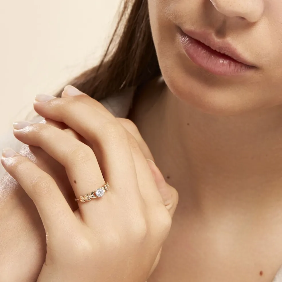 Bague Solitaire Alexine Or Jaune Oxyde De Zirconium