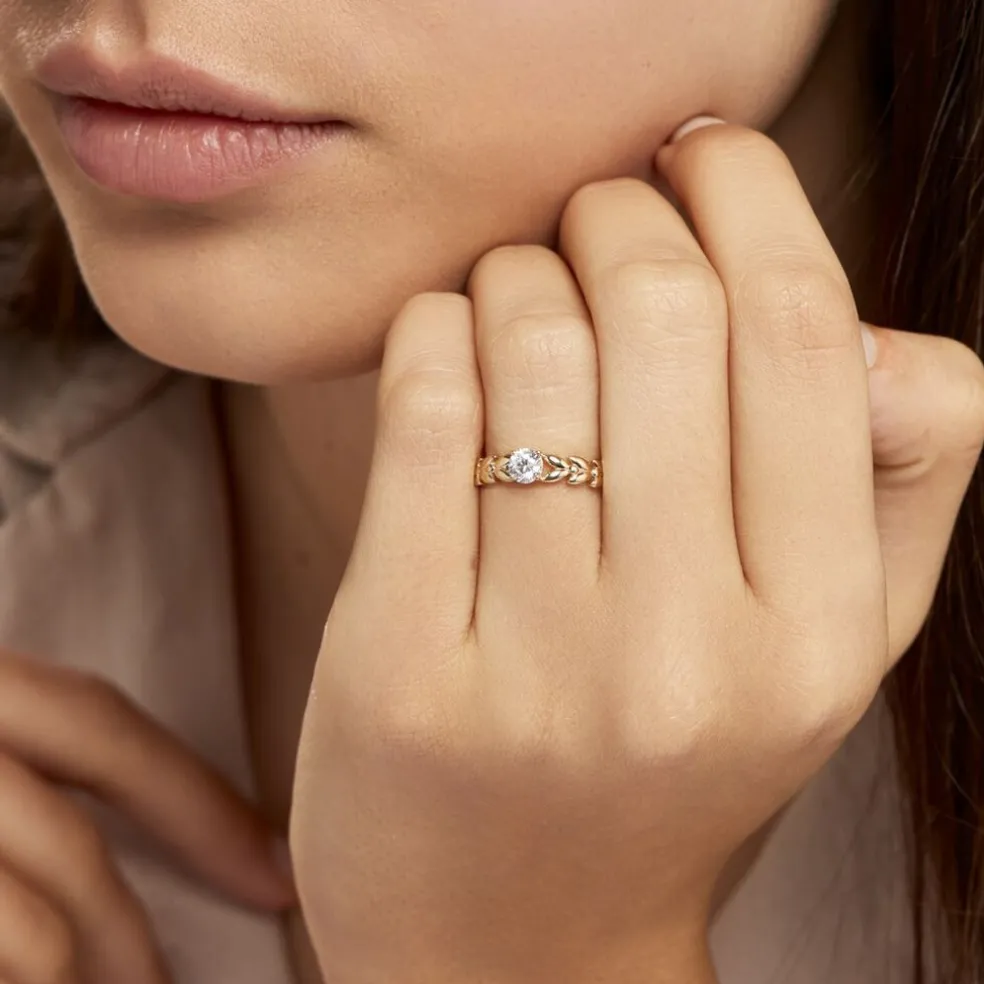 Bague Solitaire Alexine Or Jaune Oxyde De Zirconium