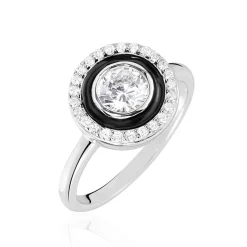 Bague Solitaire Aliou Argent Blanc Oxyde De Zirconium