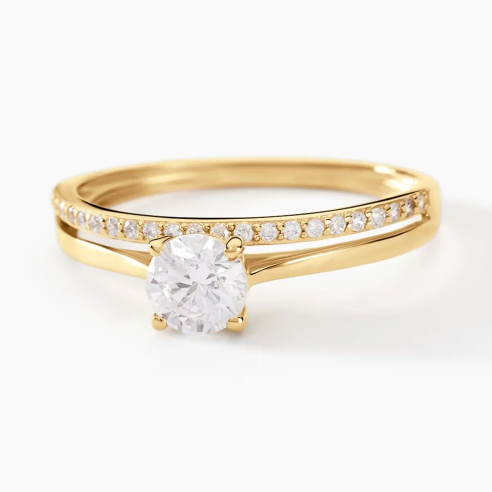 Bague Solitaire Anatoline Or Jaune Oxyde De Zirconium