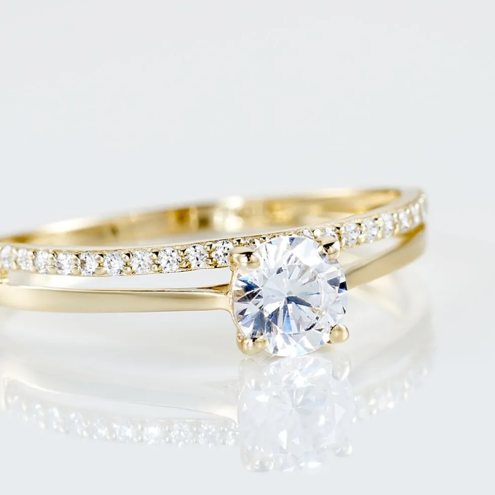 Bague Solitaire Anatoline Or Jaune Oxyde De Zirconium