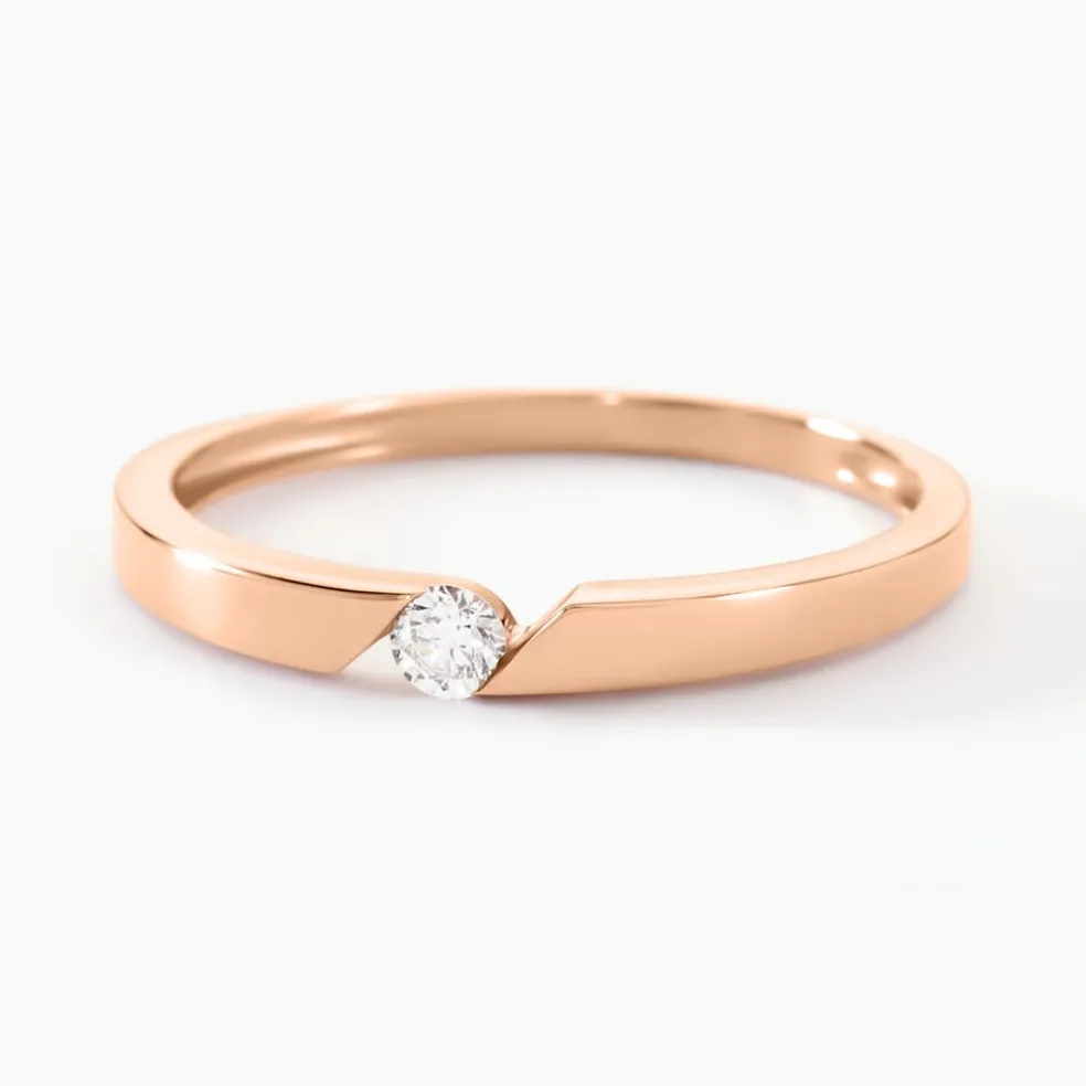 Bague Solitaire Anilie Or Rose Diamant