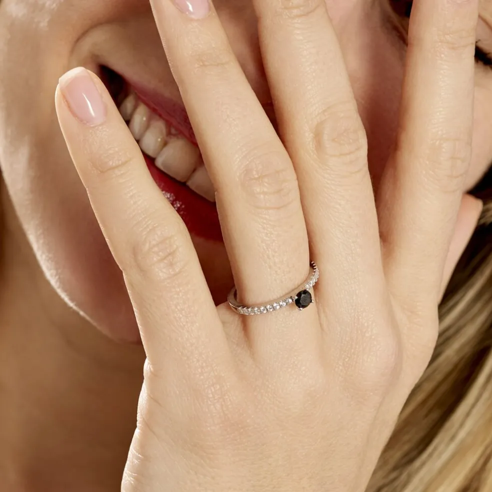 Bague Solitaire Argent Blanc Quitteri Oxyde De Zirconium