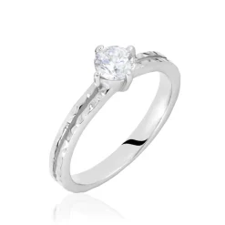 Bague Solitaire Argent Blanc Candi Oxyde De Zirconium
