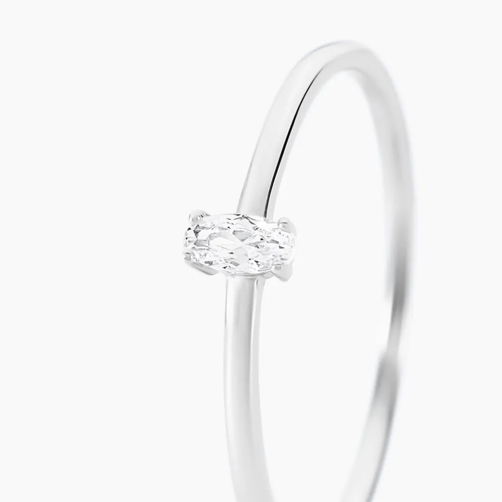Bague Solitaire Argent Blanc 1er Solitaire Oxyde De Zirconium