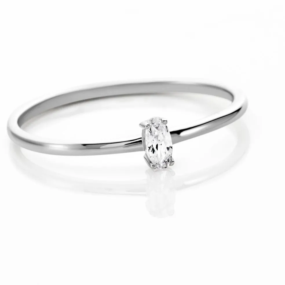 Bague Solitaire Argent Blanc 1er Solitaire Oxyde De Zirconium