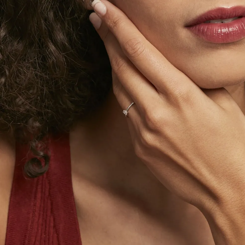 Bague Solitaire Argent Blanc 1er Solitaire Oxyde De Zirconium