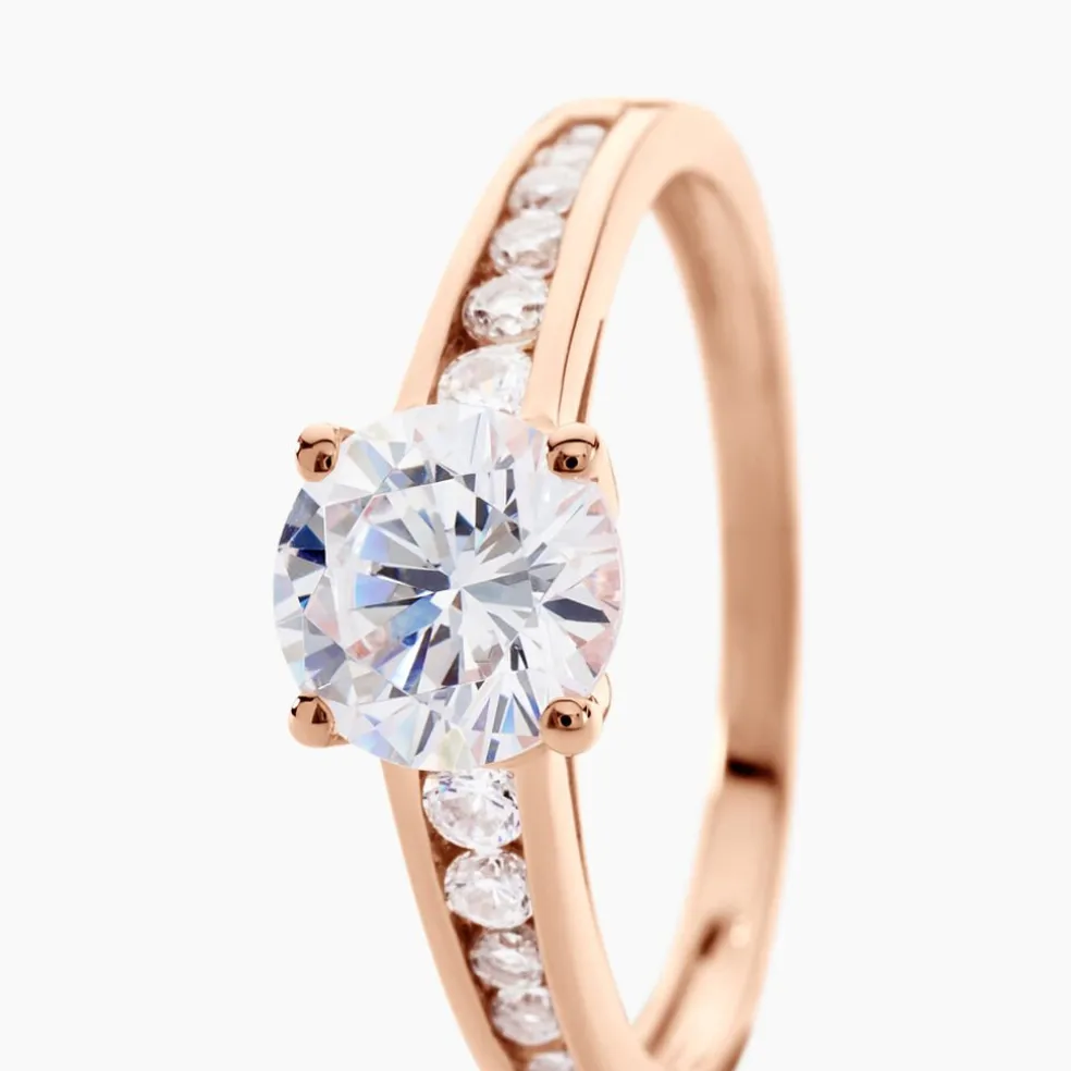 Bague Solitaire Arjuna Or Rose Oxyde De Zirconium