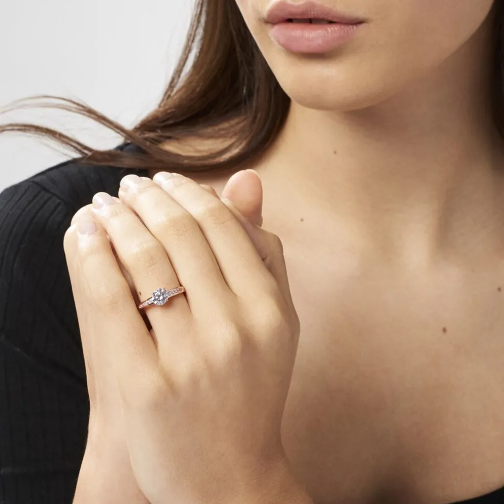 Bague Solitaire Arjuna Or Rose Oxyde De Zirconium