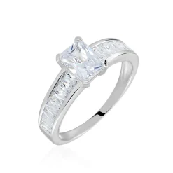 Bague Solitaire Aronn Argent Blanc Oxyde De Zirconium