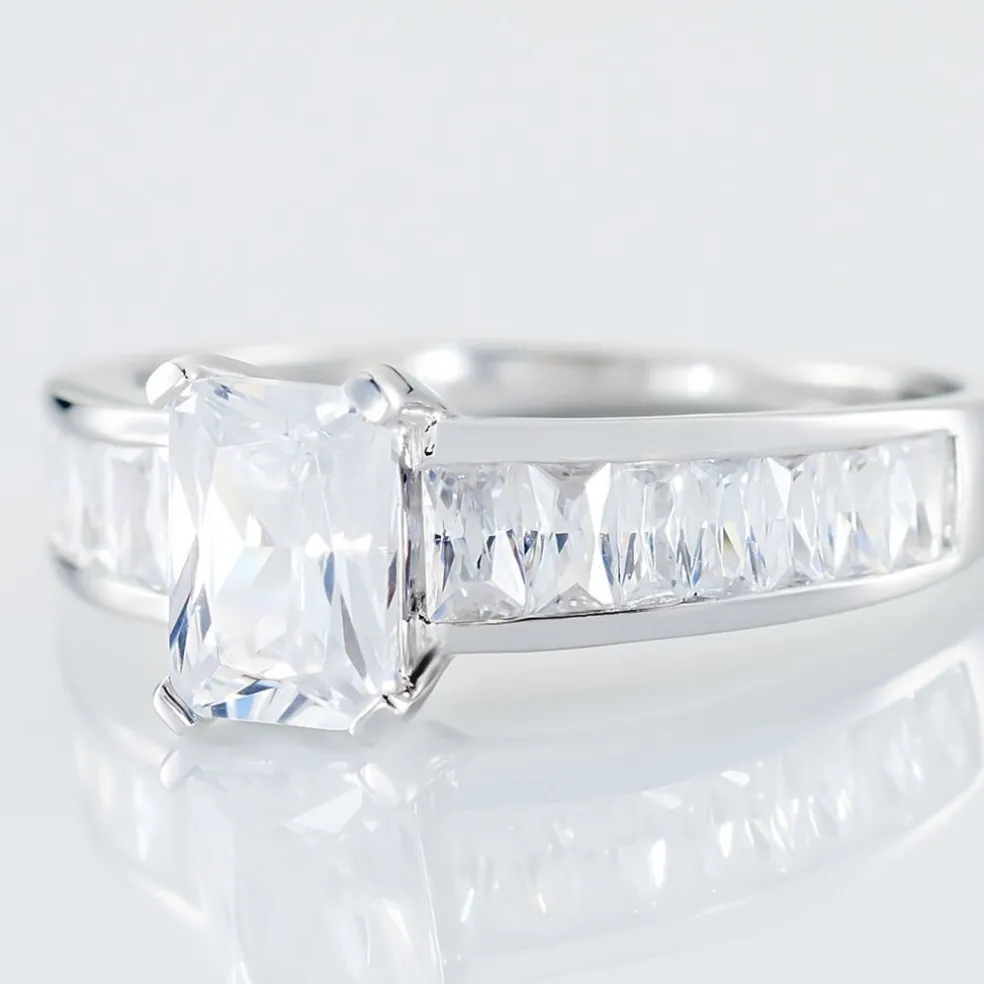 Bague Solitaire Aronn Argent Blanc Oxyde De Zirconium