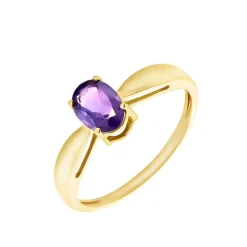 Bague Solitaire Arzula Or Jaune Amethyste