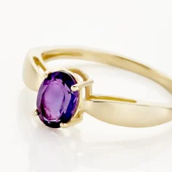 Bague Solitaire Arzula Or Jaune Amethyste