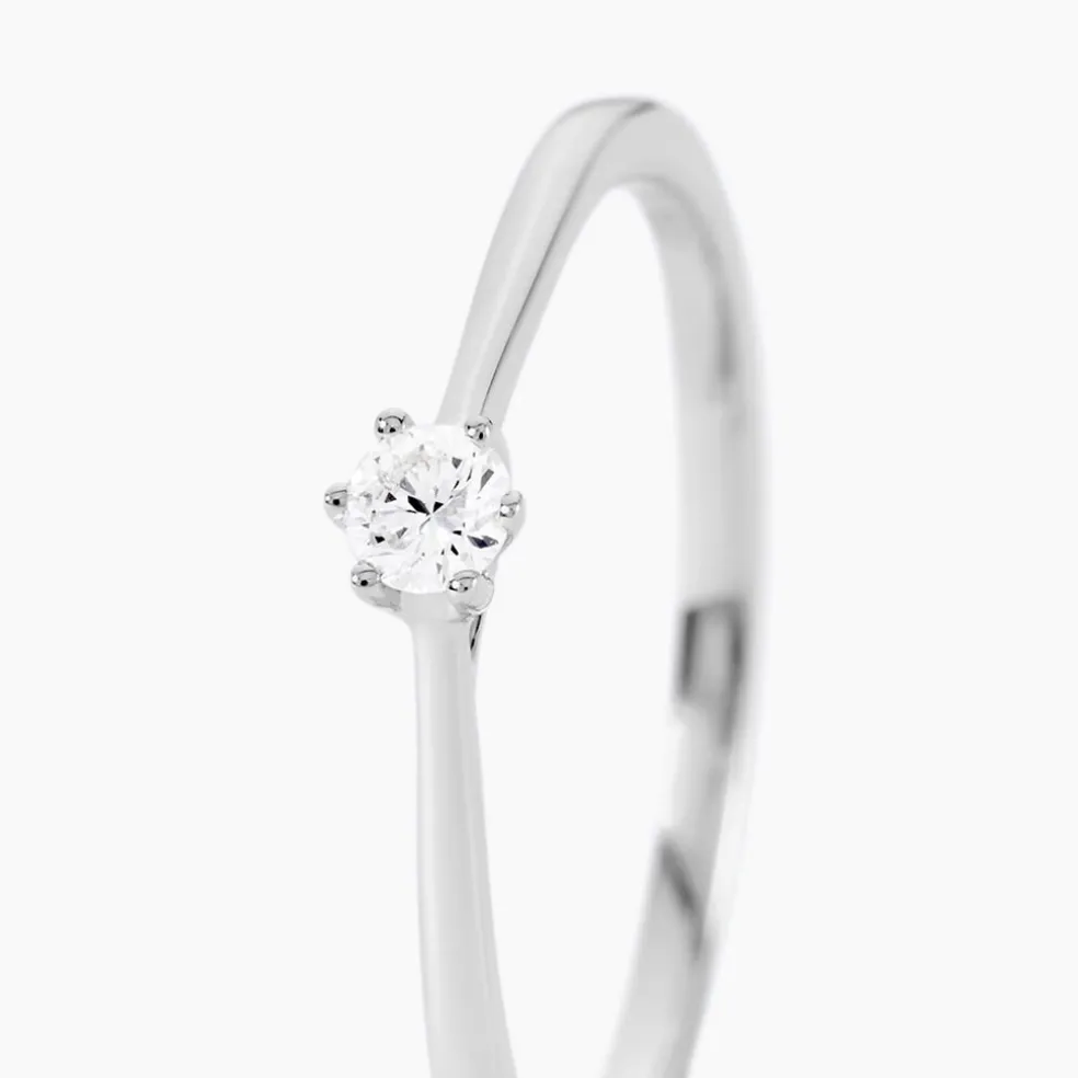 Bague Solitaire Athena Or Blanc Diamant