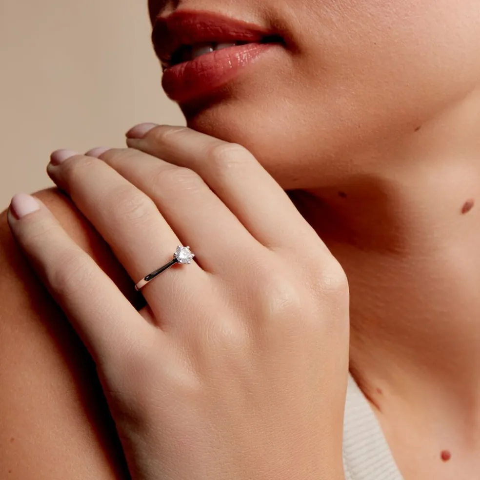 Bague Solitaire Athena Or Blanc Diamant