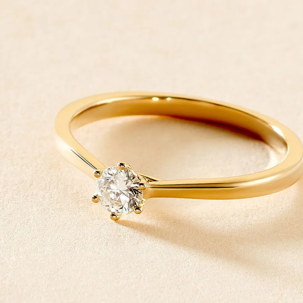 Bague Solitaire Athena Or Jaune Diamant