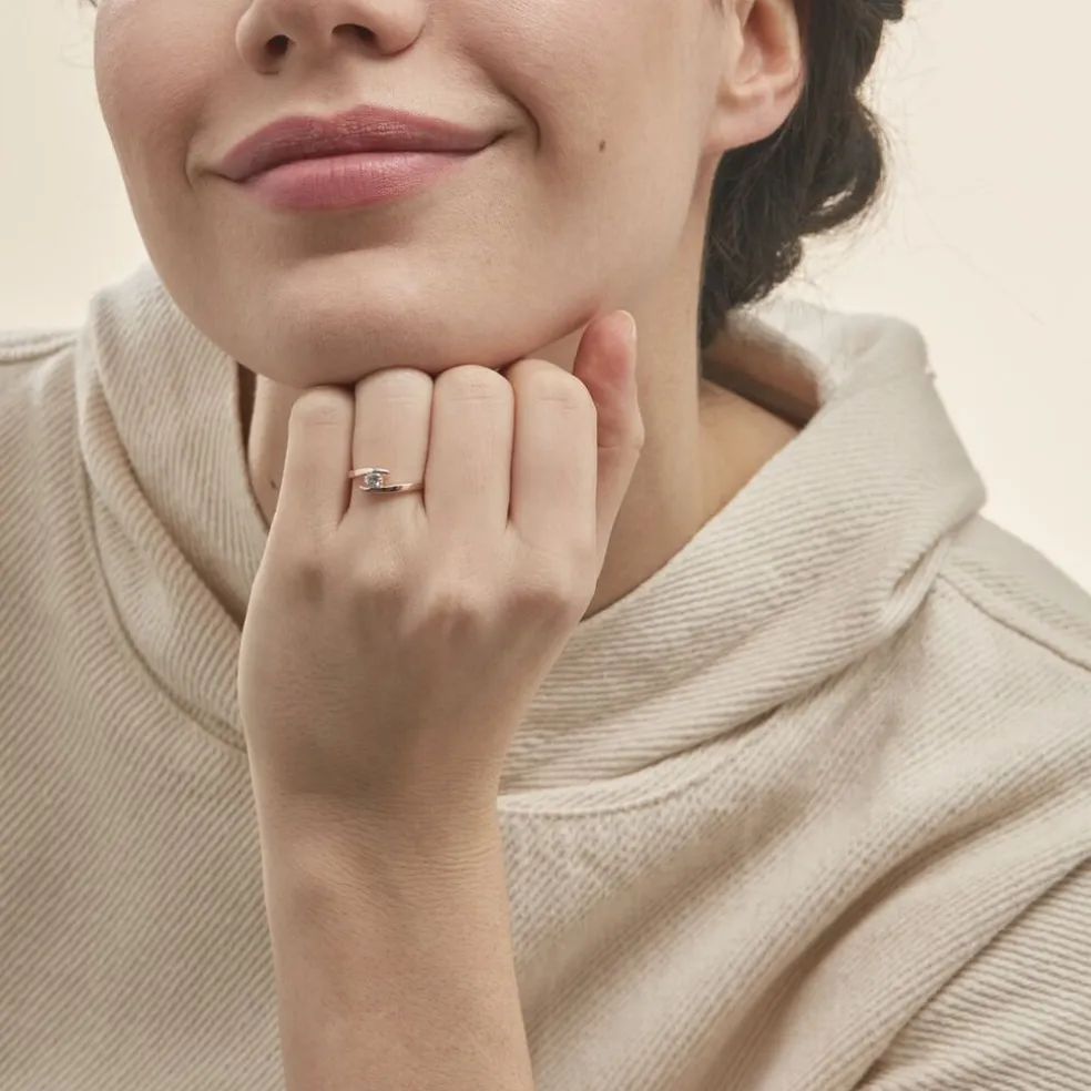 Bague Solitaire Camilia Or Rose Oxyde De Zirconium