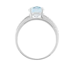 Bague Solitaire Carmelice Or Blanc Topaze Et Oxyde De Zirconium