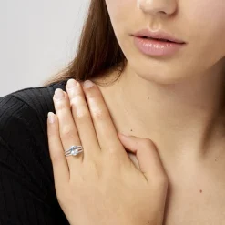 Bague Solitaire Carmelice Or Blanc Topaze Et Oxyde De Zirconium