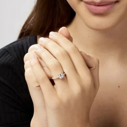 Bague Solitaire Celina Argent Blanc Oxyde De Zirconium