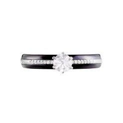 Bague Solitaire Ceramik Design Argent  Oxyde De Zirconium Et Céramique