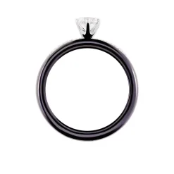 Bague Solitaire Ceramik Design Argent Oxyde De Zirconium Et Céramique