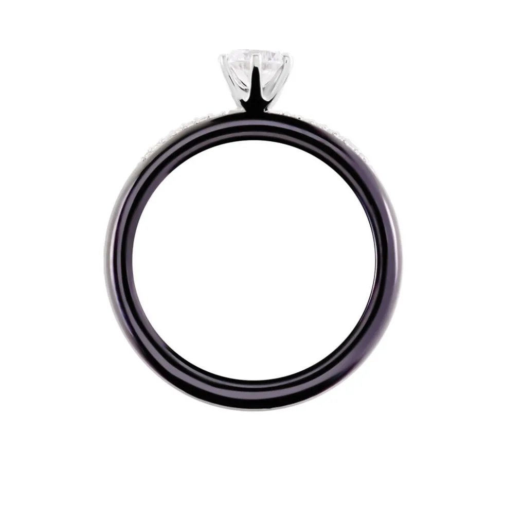Bague Solitaire Ceramik Design Argent Oxyde De Zirconium Et Céramique